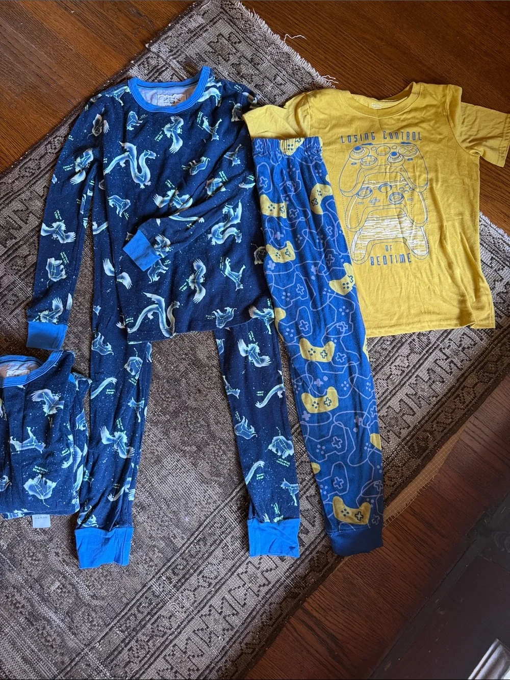 Lot of 3 size 10y Kids Dino constellation and Controller Two-Piece Pajama Set